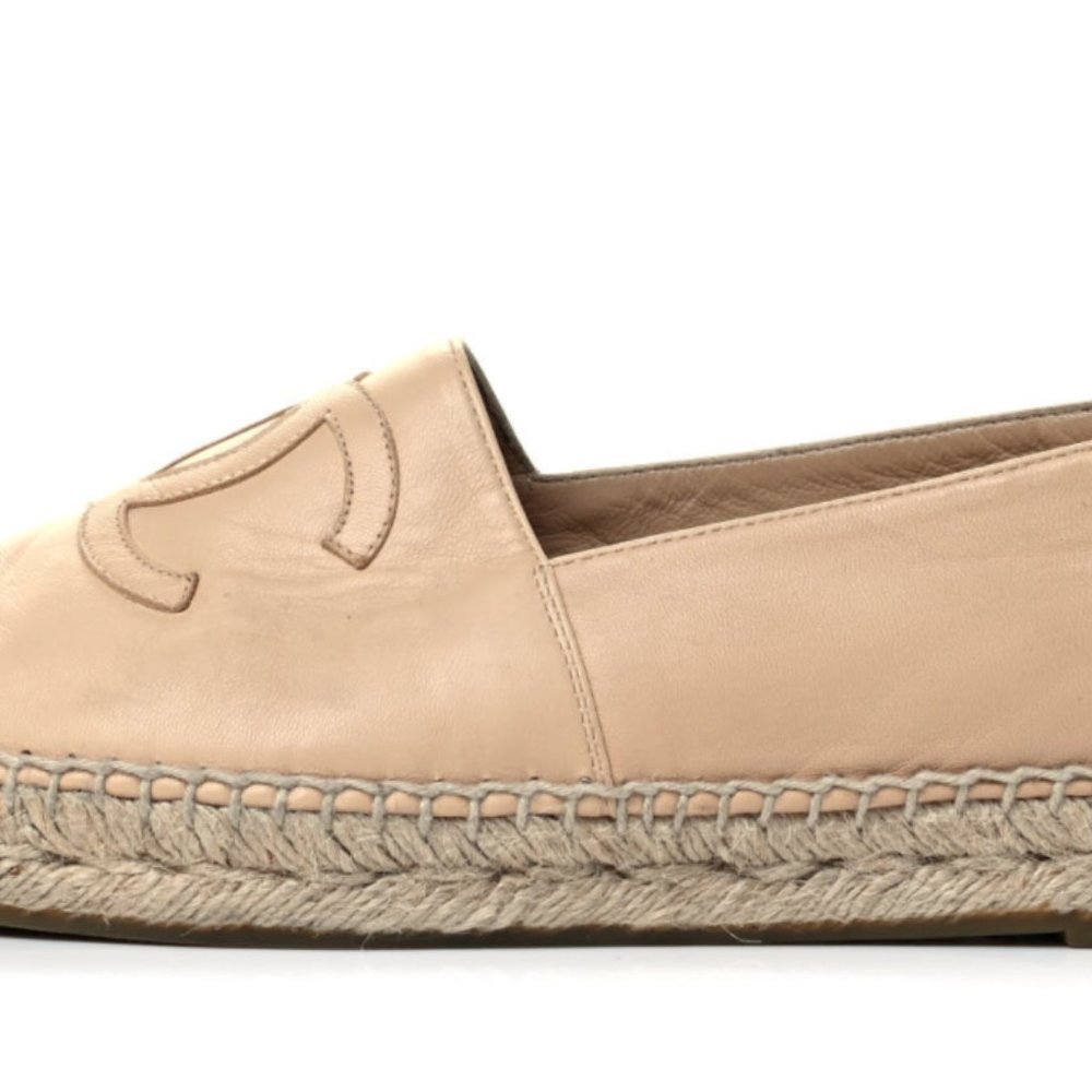 Chanel Espadrille Flats Beige Size 38 - Picture 8 of 9